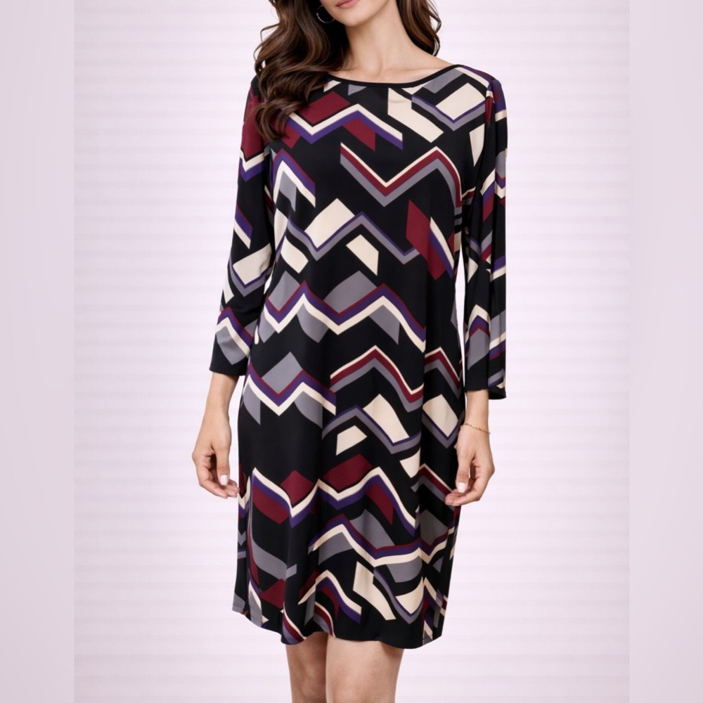 Ralph Lauren Dress Black White Wine Purple 12 Stretch Sheath Washable Career
